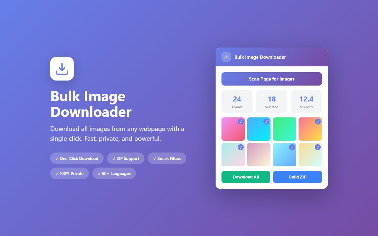 Bulk Image Downloader, scan a page and grab every image as a clean ZIP